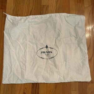 Prada White Logo Drawstring Dust Pouch 23x18”